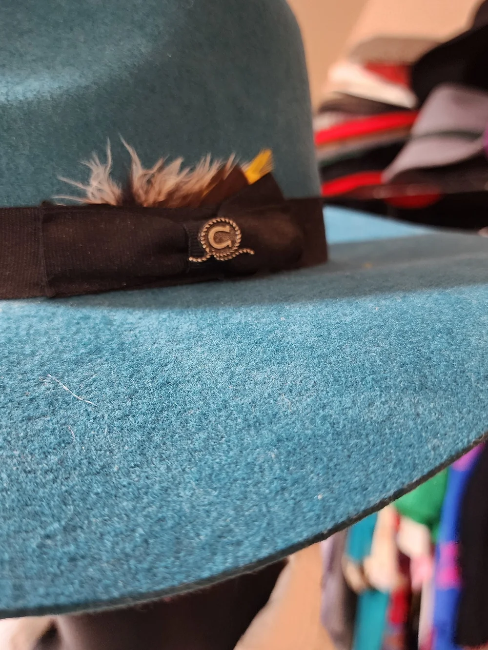 Teal Wool Fedora with Contrast Band